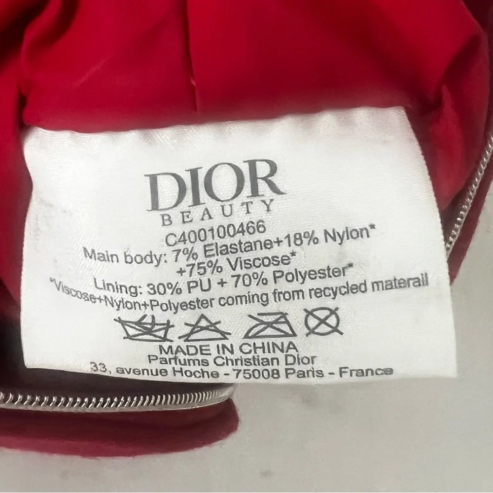 Dior‎ Beauty Everyday Cosmetic Zippered Travel Makeup Bag Red Roomy Luxury
